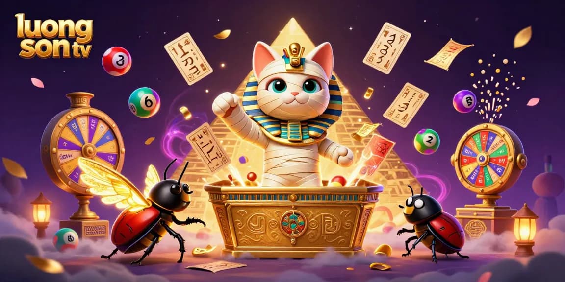 Experience the thrill with luong son tv's dynamic Egyptian-themed casino scene featuring lively characters.