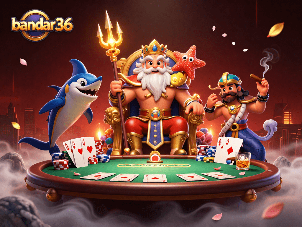 Bandar36 menghidupkan suasana permainan poker dengan karakter laut yang menarik.