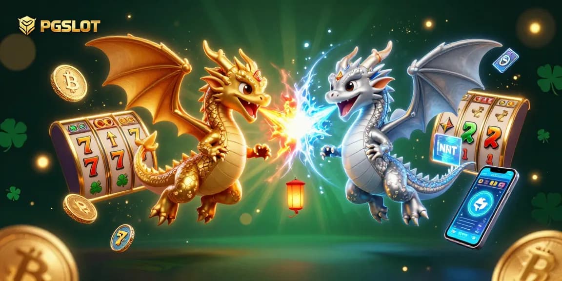 Spin the reels with PGSLOT dragons battling fire and ice for exciting jackpots!