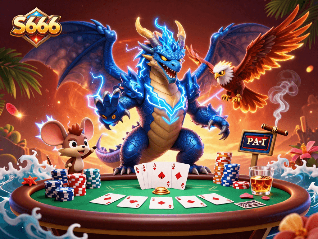 S666 gamblers enjoy thrilling poker games with dynamic characters and a vibrant casino atmosphere.