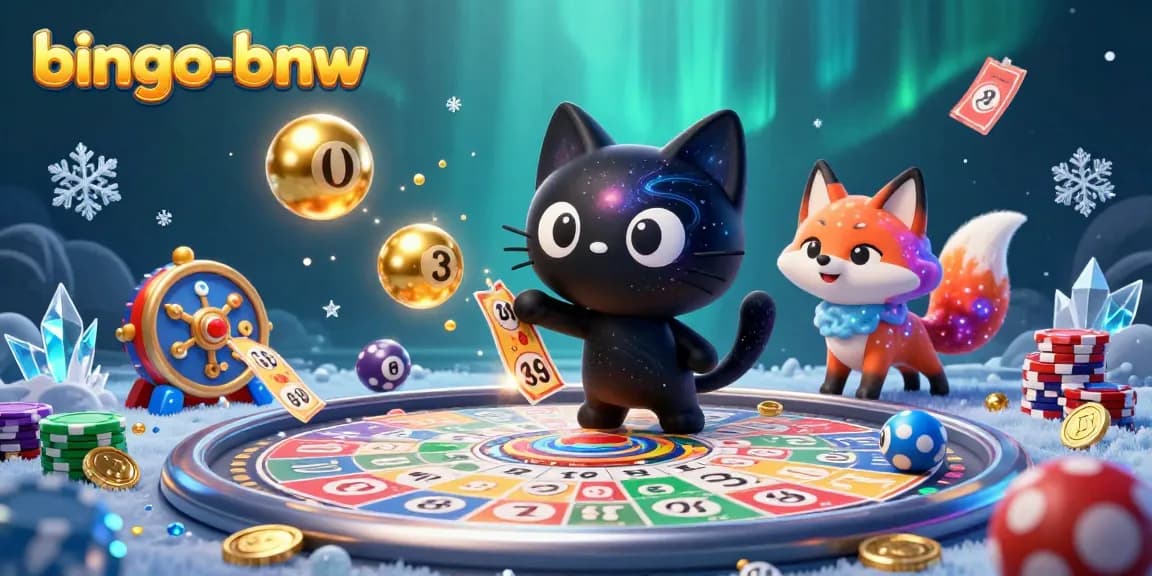 Engage with bingo-bnw as a captivating cat draws in bingo balls amidst a cosmic scene.