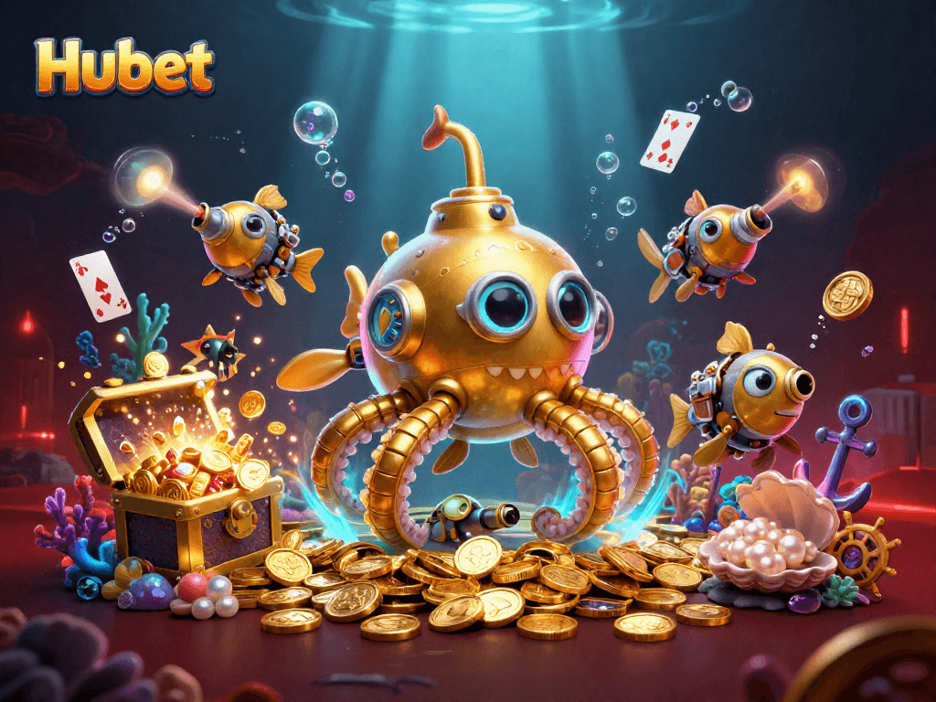 Join Hubet's exciting casino adventure with a golden kraken and mechanical fish in treasure!