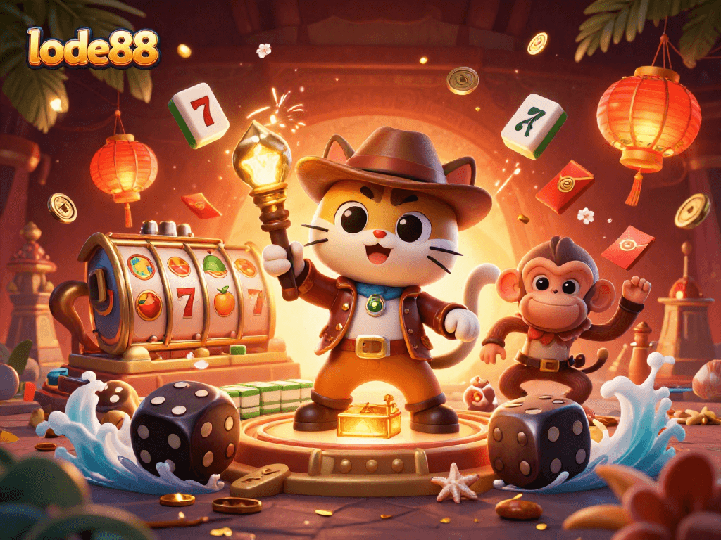 Experience the thrill of lode88 casino magic with an exciting 3D scene of gaming adventures.