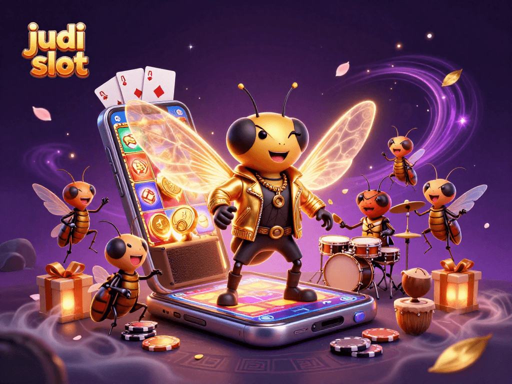 Judi slot dengan karakter cicada rock star dan simpati di festival permainan.