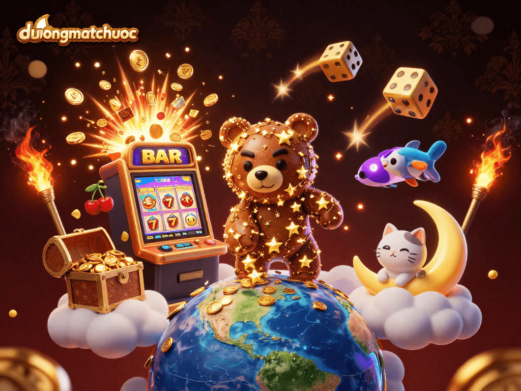 Experience duongmatchuoc’s vibrant charm, where the constellation bear scoops coins amidst a dazzling jackpot.
