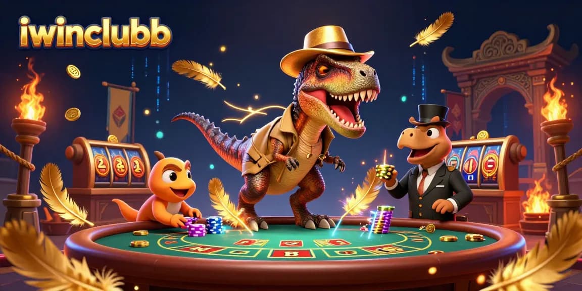 Experience thrilling action with iwinclubb's vibrant casino scene featuring a stealthy velociraptor.