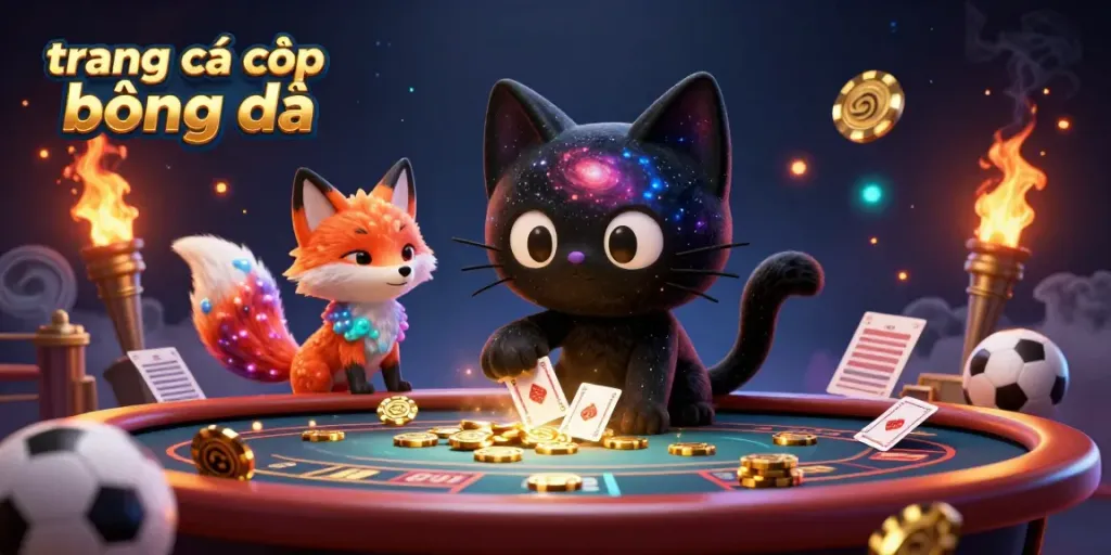 Engage in thrilling sports betting with trang cá cược bóng đá, featuring vibrant characters and dynamic gambling elements.