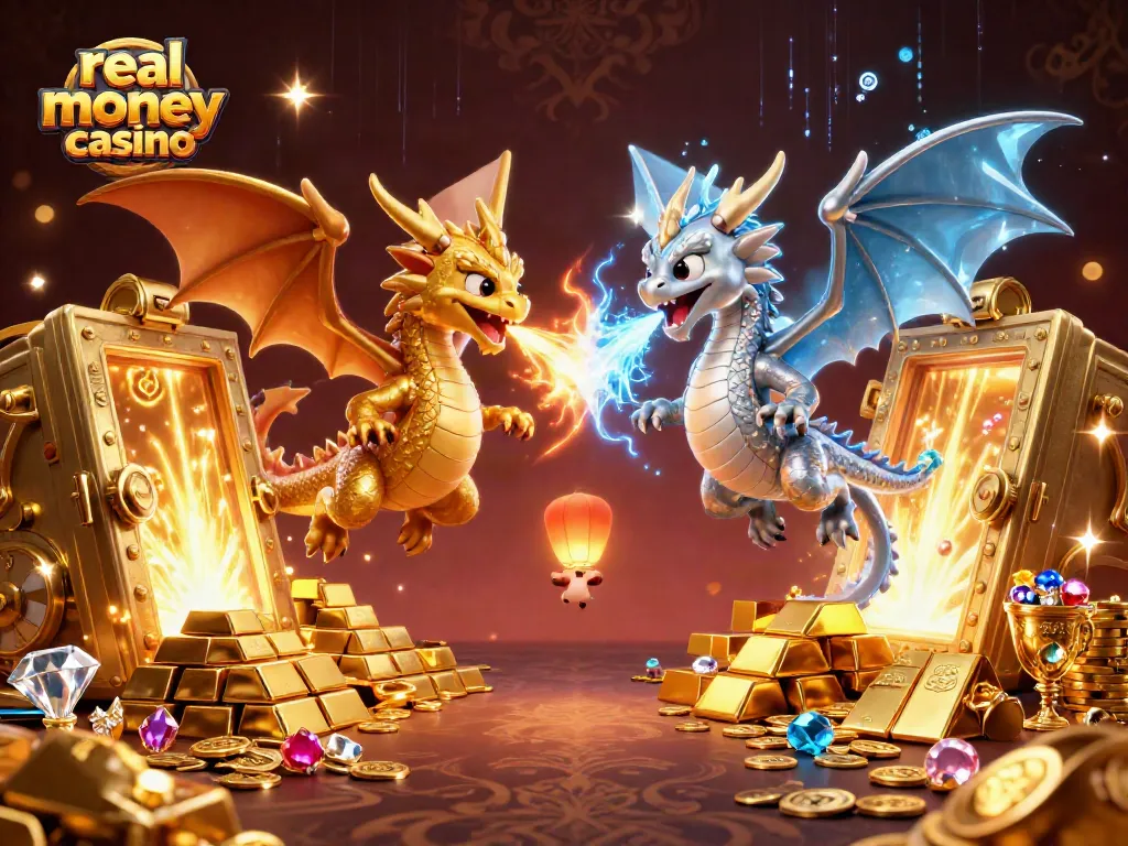 Engage with the real money casino world featuring dynamic dragons, treasure elements, and vibrant energy.