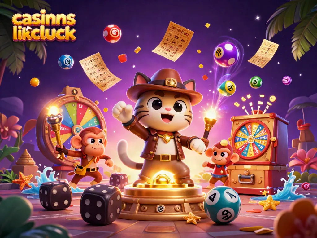 Discover thrilling adventures in casinos like McLuck through this vibrant 3D illustration packed with gaming elements.