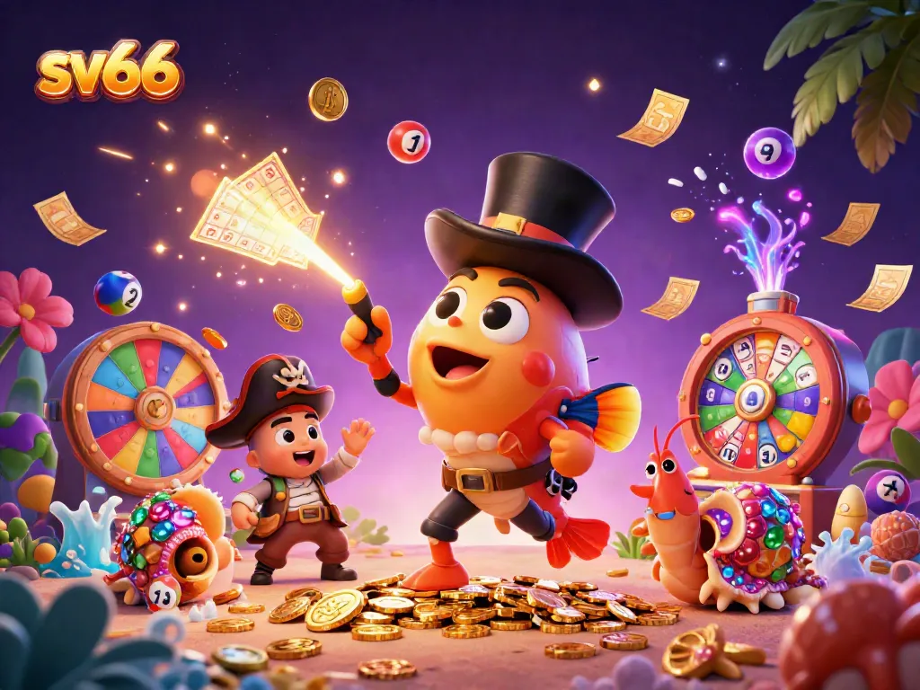 Engage in sv66-themed action with vibrant characters and dynamic casino elements in this illustration.