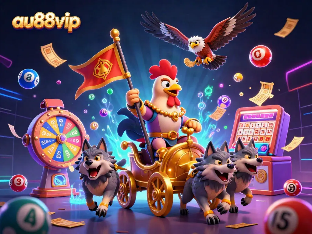 Experience gambling excitement with au88vip as a rooster warlord leads a dynamic casino adventure.
