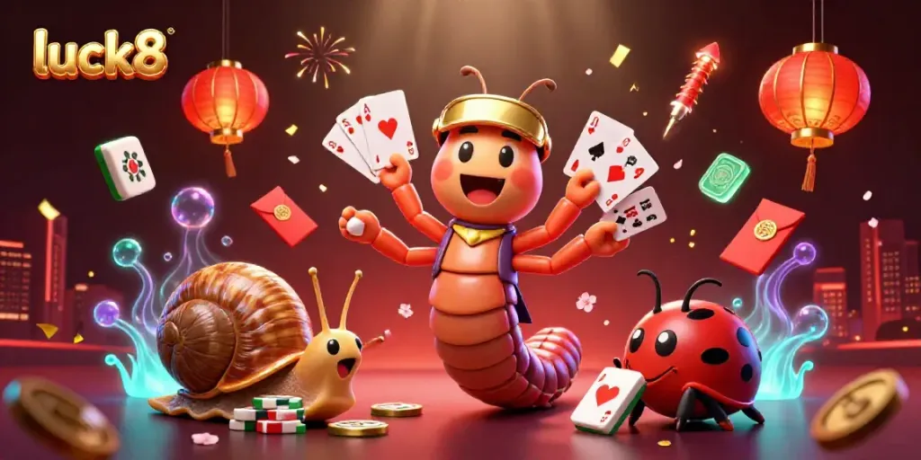 Engage with excitement at luck8 with a dynamic casino scene featuring animated characters and vibrant elements.
