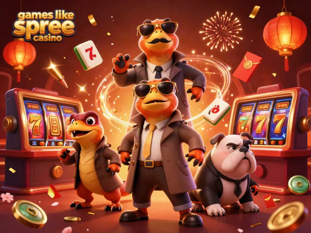 Experience games like spree casino with three cartoon raptors in a trench coat entering a VIP lounge.