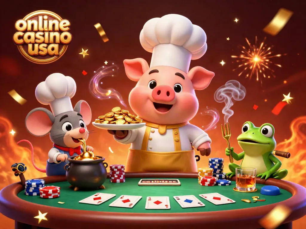 Engage in thrilling games at online casino usa with colorful poker elements and whimsical characters.