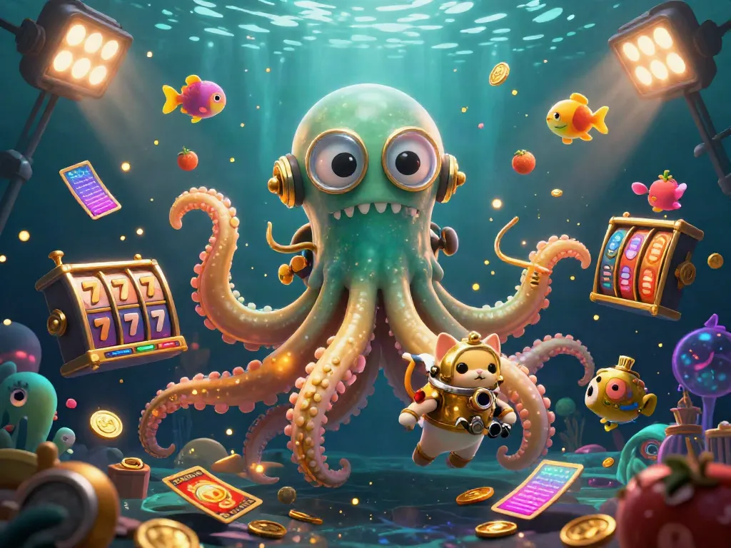 Engage with thrilling S8 slot games amidst a dynamic underwater casino scene filled with adventure and fun.