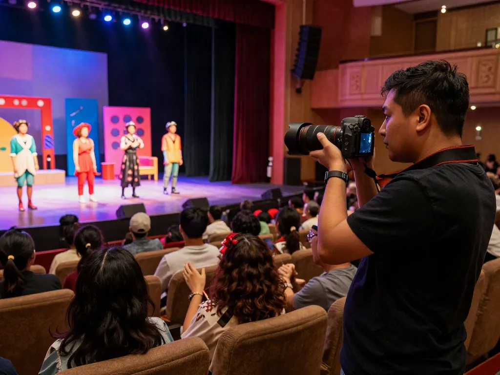 Karya fotografi profesional dari nusa88 di teater dengan penonton yang terlibat.