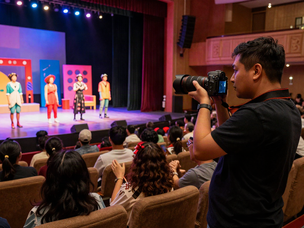 Karya fotografi profesional dari nusa88 di teater dengan penonton yang terlibat.