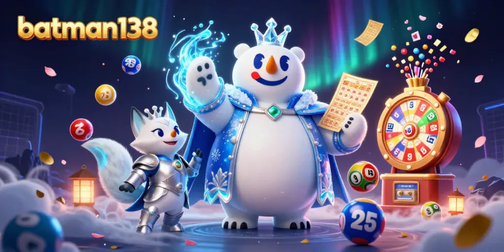 Play and win at batman138 with a dynamic scene of exciting lottery elements and vibrant characters.