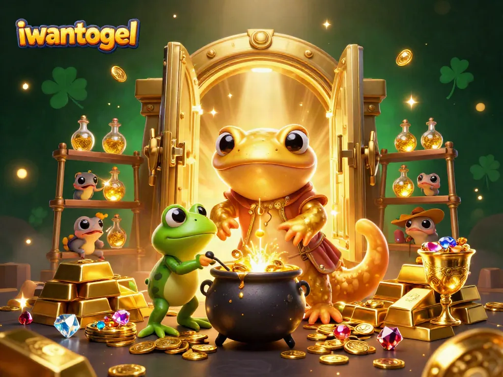 Experience thrilling action with iwantogel in a vibrant digital casino scene, featuring golden treasures.