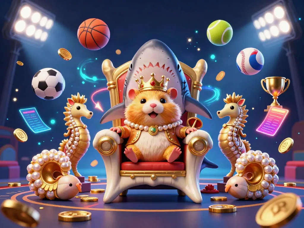 Experience the thrill of uu88 casino with a vibrant 3D scene featuring a golden hamster king and dynamic sports elements.