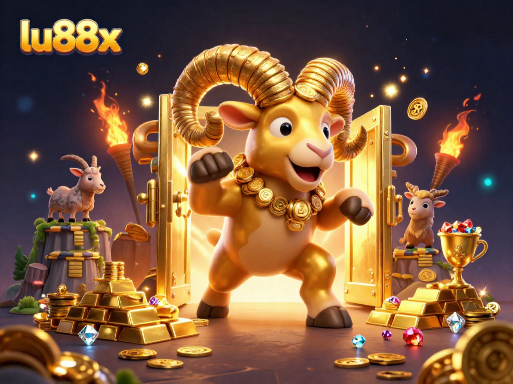 Experience exciting gameplay at lu88x with a golden ram charging through a treasure vault.