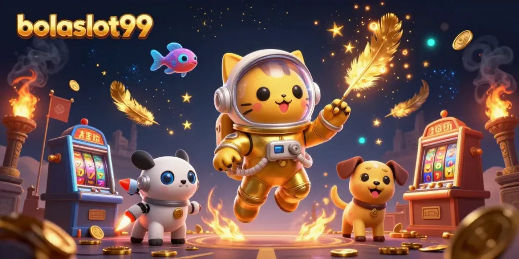 Experience thrilling gameplay with bolaslot99 in a vibrant 3D casino environment featuring engaging characters.