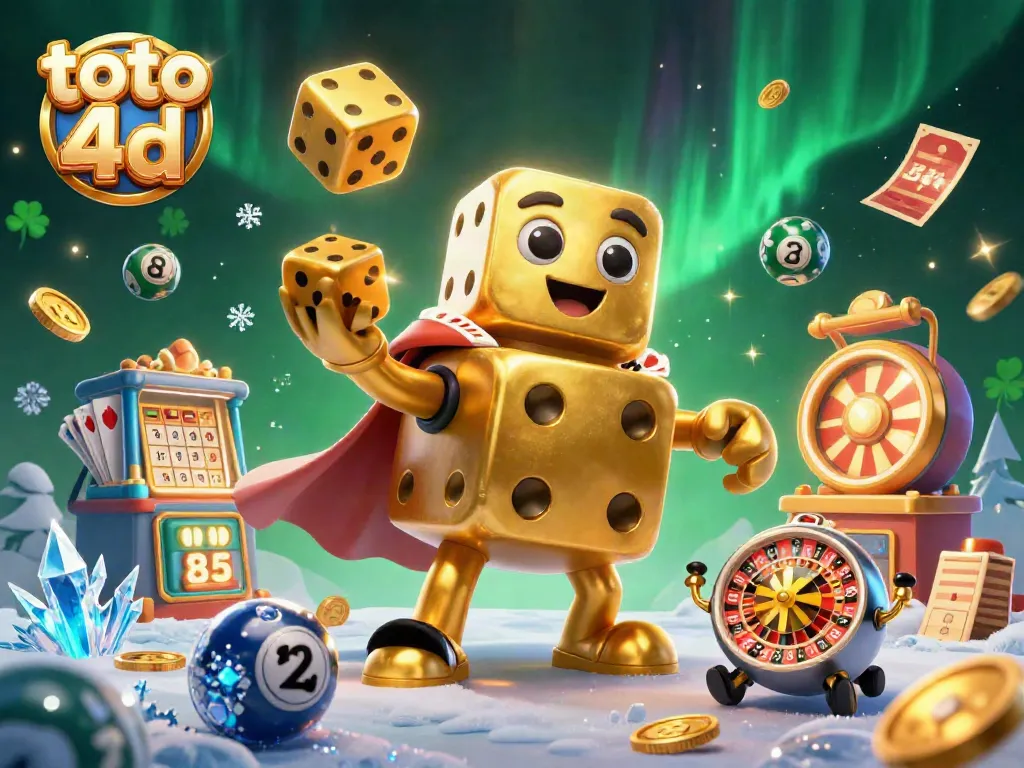Menangkan permainan toto 4d dengan ilustrasi 3D menarik yang menunjukkan golem dadu emas.