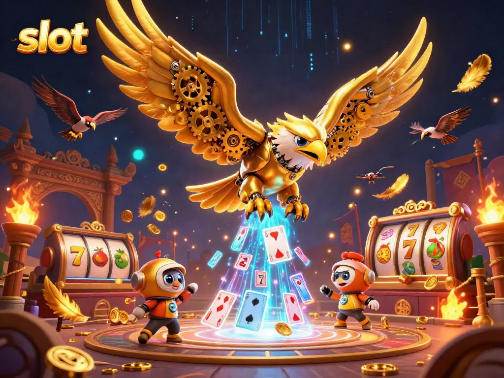 Experience the thrill of slot machines in a vibrant, dynamic casino illustration.