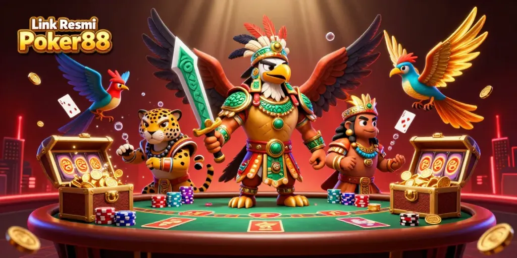 Engage with the Link Resmi Poker88 casino experience featuring thrilling gameplay with vibrant characters and elements.
