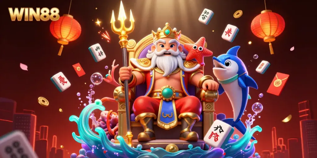 Experience the thrill of WIN88 with vibrant casino-themed 3D illustration.