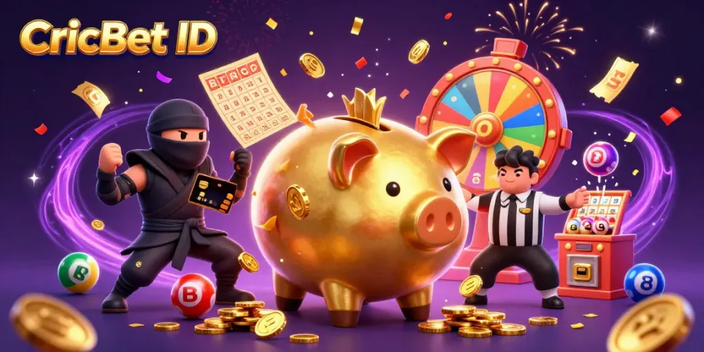 Engage with CricBet ID through a vibrant, animated casino scene depicting excitement and winning opportunities.