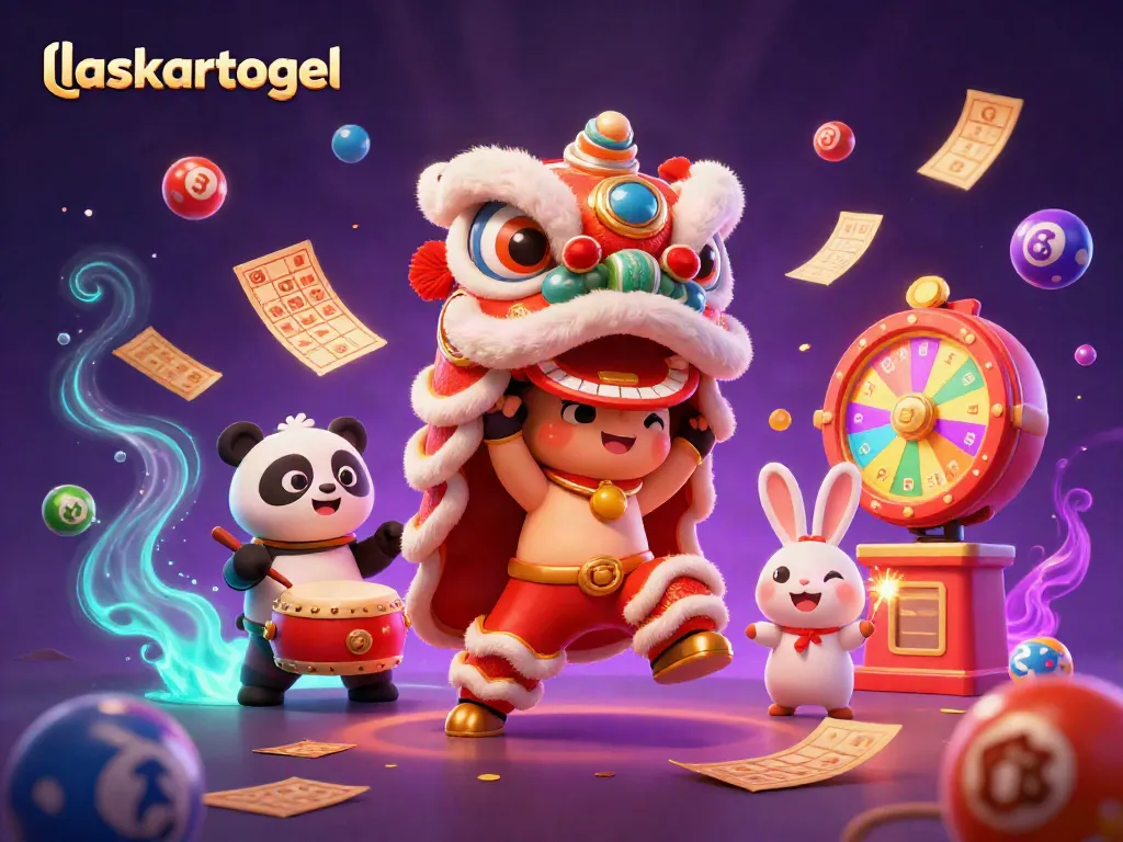 Experience the thrilling atmosphere of laskartogel with lively characters and dynamic lottery elements in a vibrant celebration.