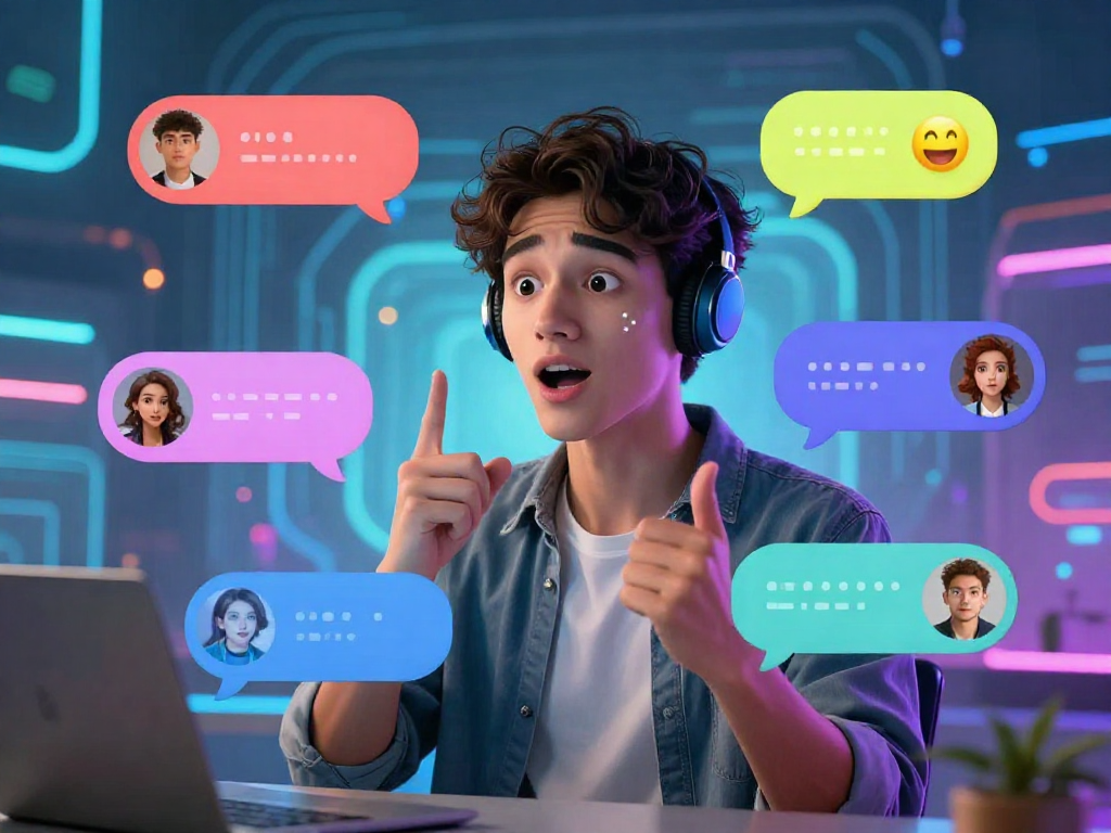 Engaging ai porn chat scene with dynamic personas and vibrant emojis