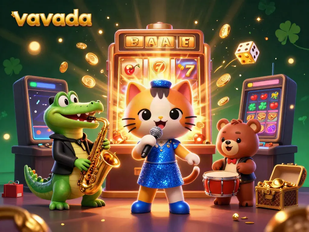 Experience vibrant gaming action at Vavada Casino with characters celebrating amidst a jackpot explosion.