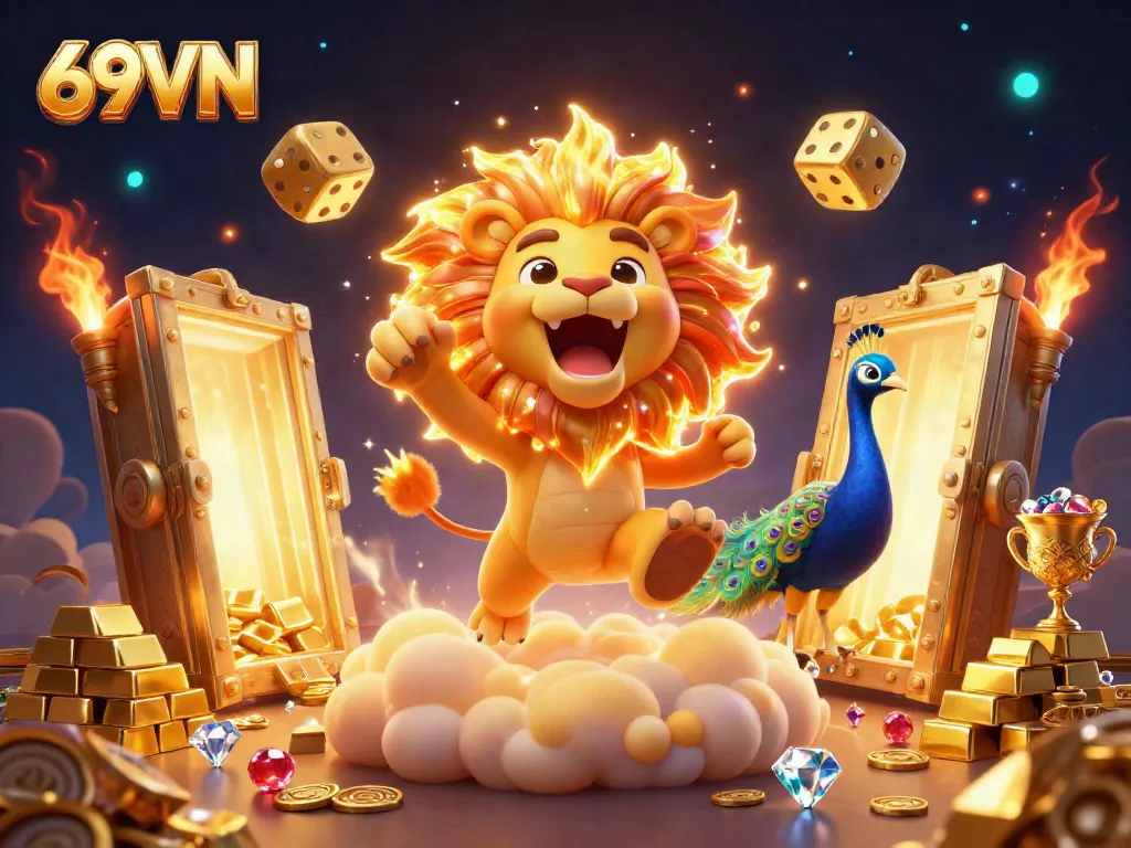 Experience thrilling wins at 69VN with vibrant casino elements and dynamic characters.